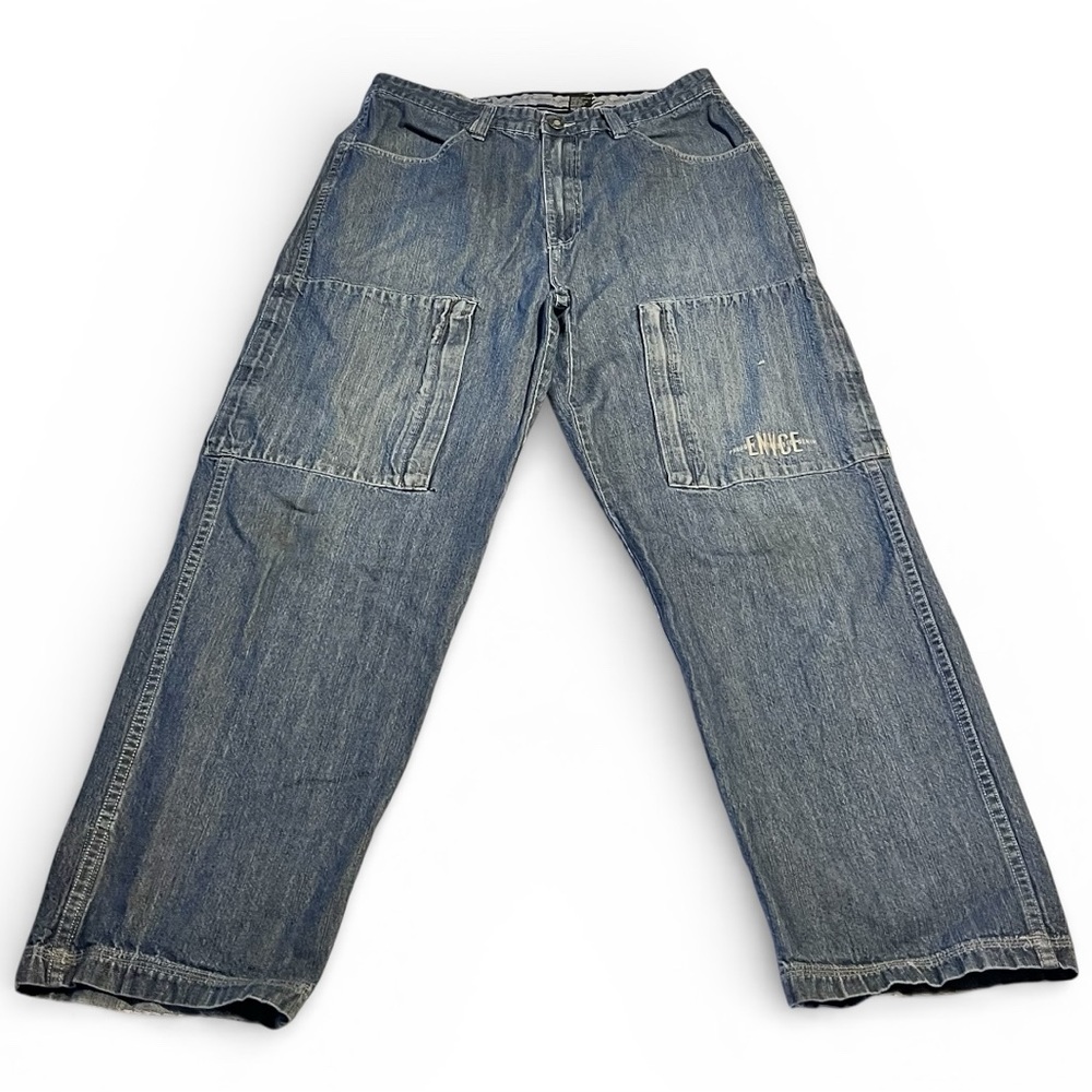 Rare ENYCE Jeans Men’s 32 Blue Wash Baggy Cargo Streetwear Y2K Vintage